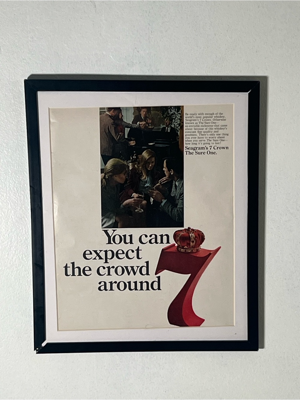 Vintage Seagram's 7 Crown Whiskey Framed Wall Art Home Decor Memorabilia